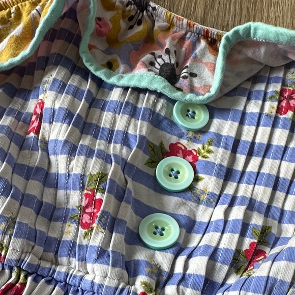 Matilda Jane Blue and White Striped Dress with Floral Accents - Picture 2 of 5